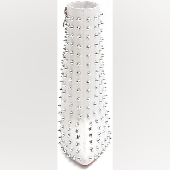 Sexy Edgy White Silver Spiked Ankle Boots - Picture 8 of 13